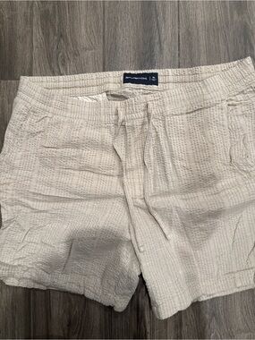 Abercrombie & Fitch Beige Waffle Drawstring Shorts
